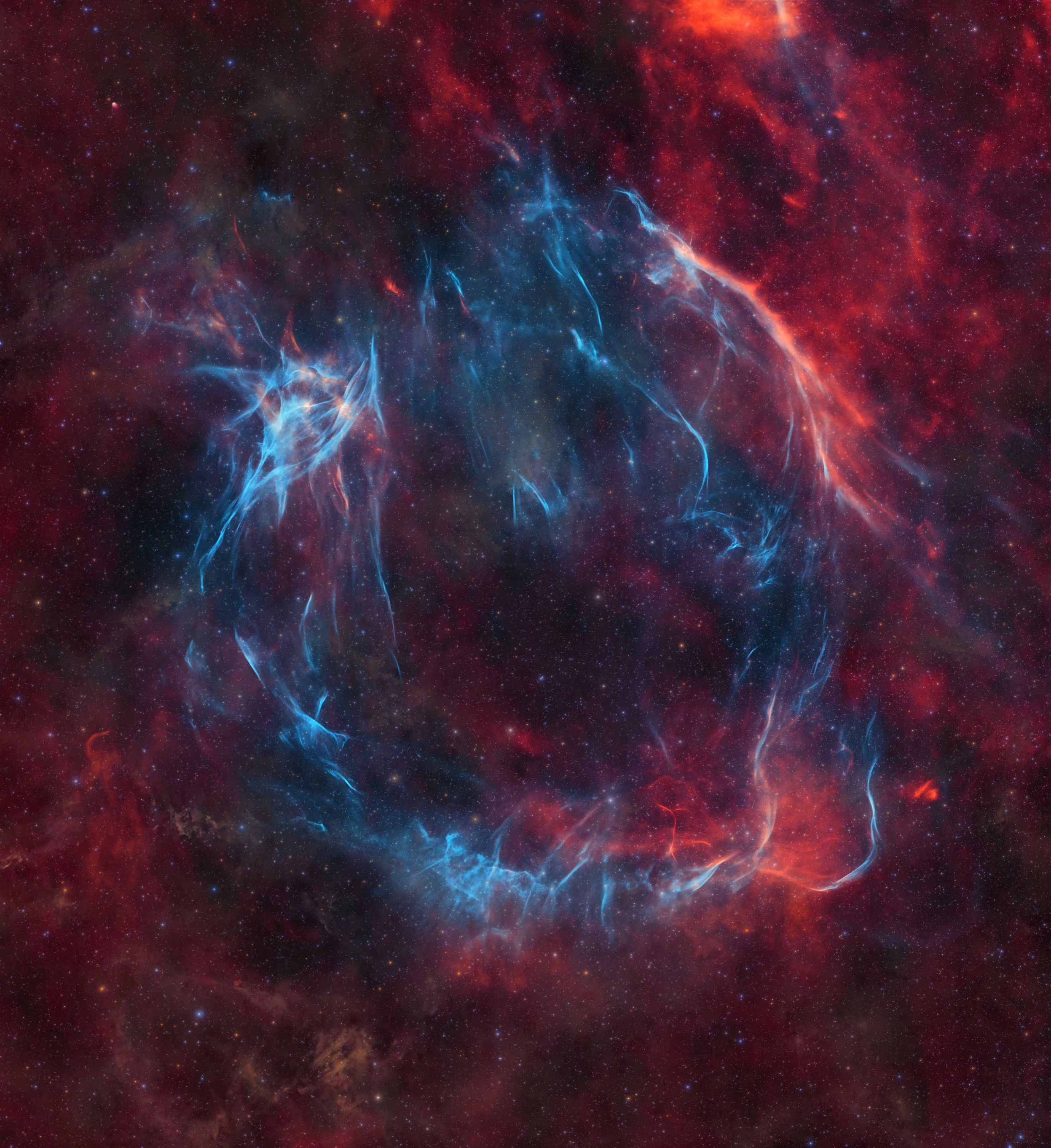 Stars & Nebulae Winner: SNR G107.5-5.2, Unexpected Discovery (The Nereides Nebula in Cassiopeia) © Marcel Drechsler, Bray Falls, Yann Sainty, Nicolas Martino, Richard Galli (Germany, USA, France, France, France). A previously unknown supernova remnant at the center of nebula Cassiopeia was discovered through this image