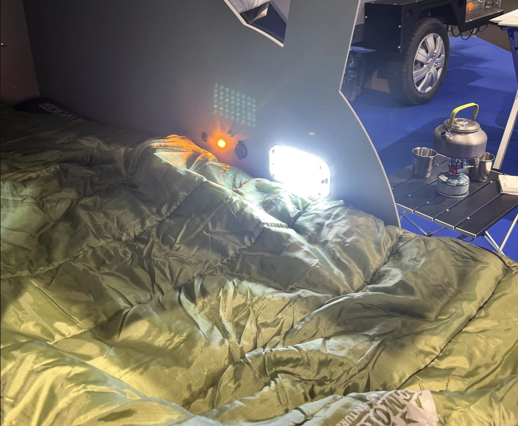 The CapsulBike trailer features exterior and interior LED lighting