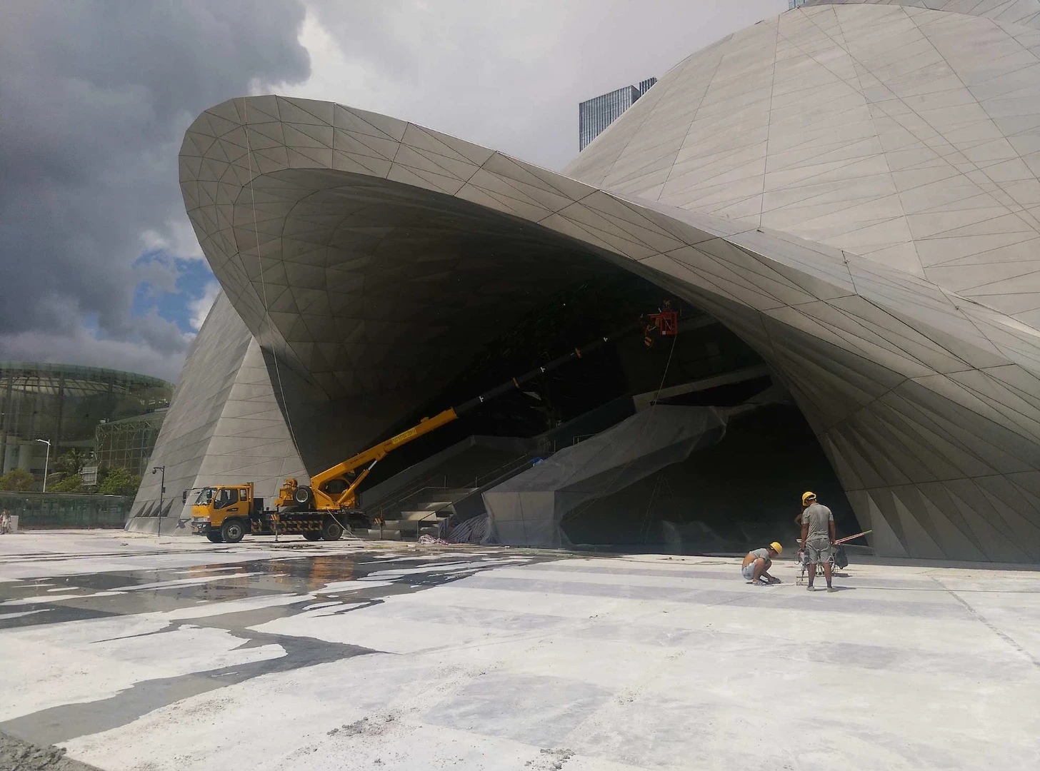 The building during construction