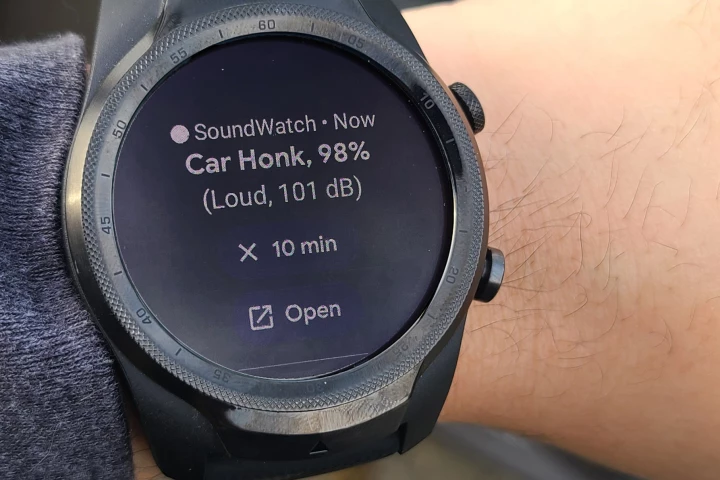 The SoundWatch system alerts hard-of-hearing users with vibrations and visual information about important sounds