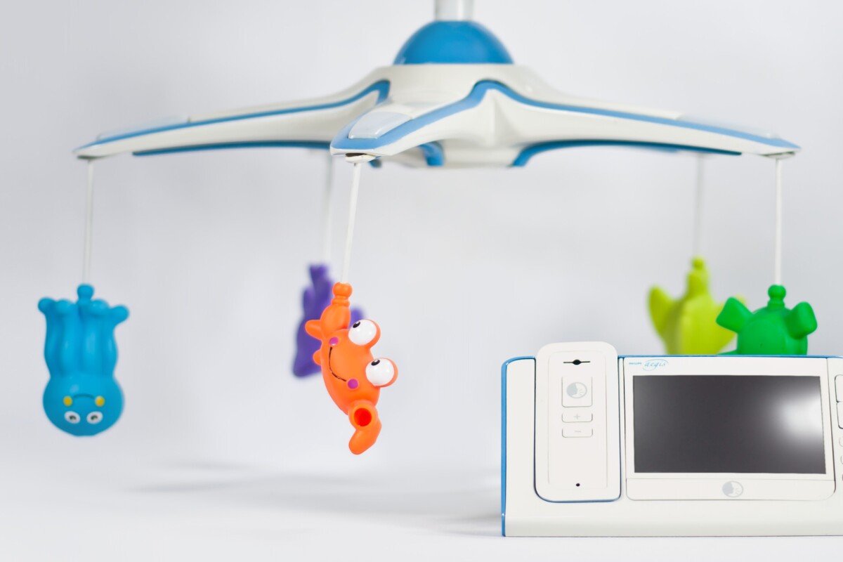 Baby mobile and monitor concept gives a bird’s eye view of cot