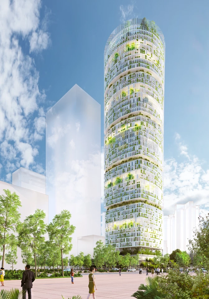 The Jian Mu Tower would rise to a height of 218 m (715 ft) and consist of 51 floors