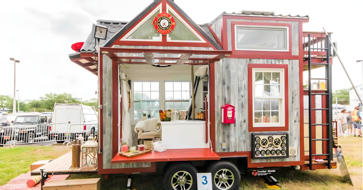 Firehouse-inspired tiny house even includes its own brass pole