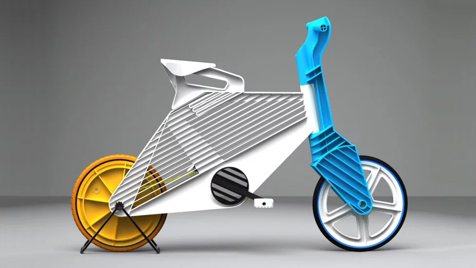 Israeli industrial design student Dror Peleg has created a colorful bike that's made up of snap together, injection molded, recycled plastic components called Frii
