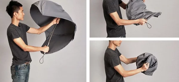 Despite its strange shape, the Rain Shield is designed to be easy to open and close