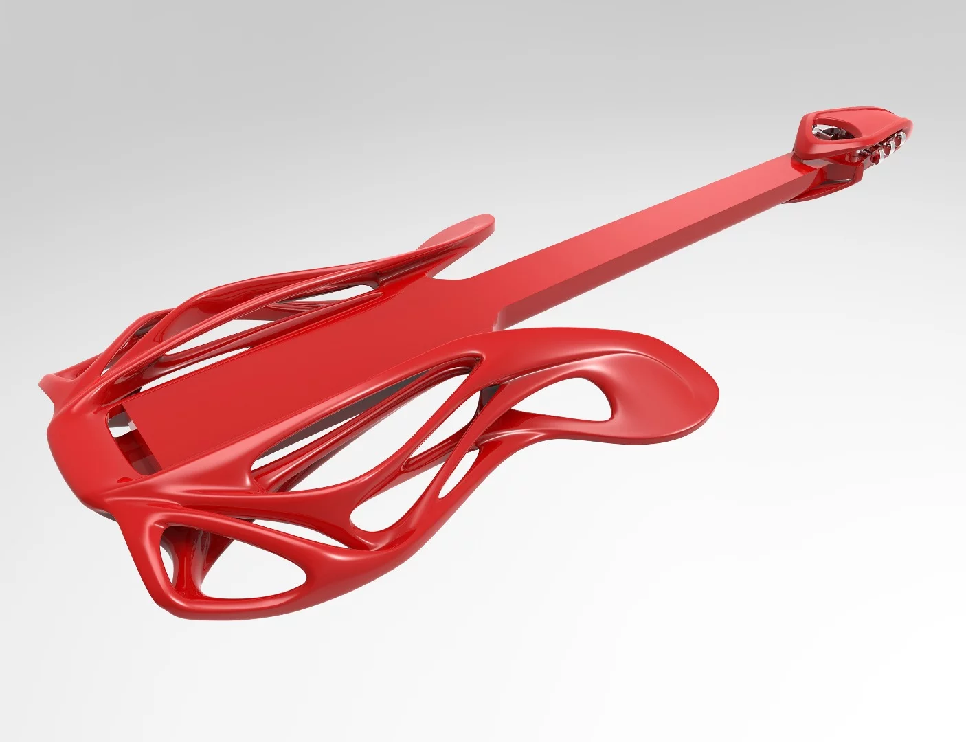 3D software rendering of the 3D-printed Hybrid Slide Guitar