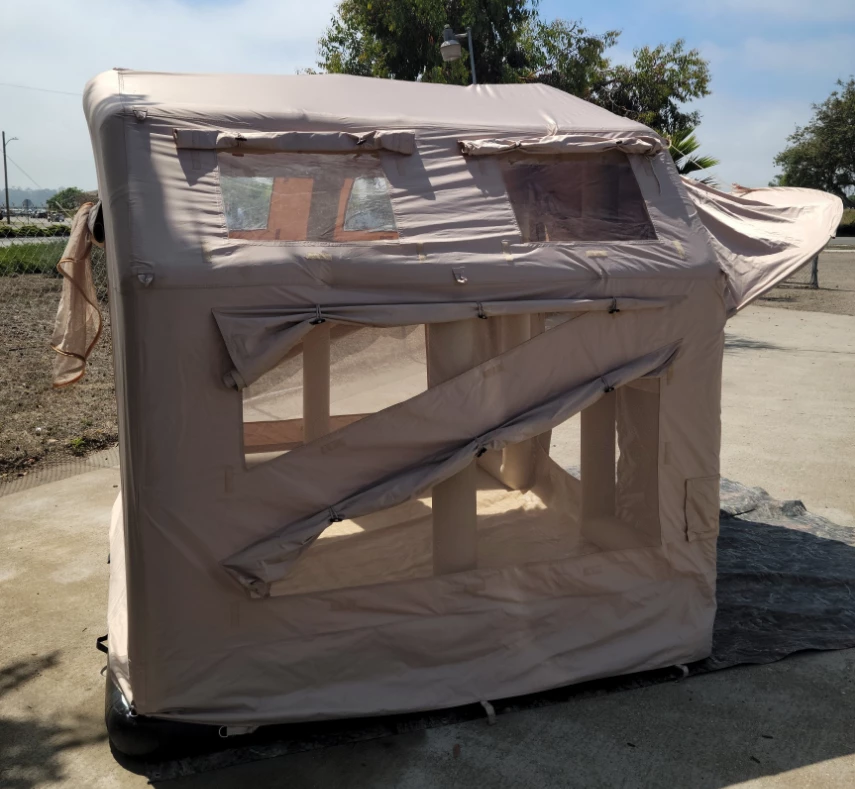 The LC-8 tent features plenty of covered mesh windows