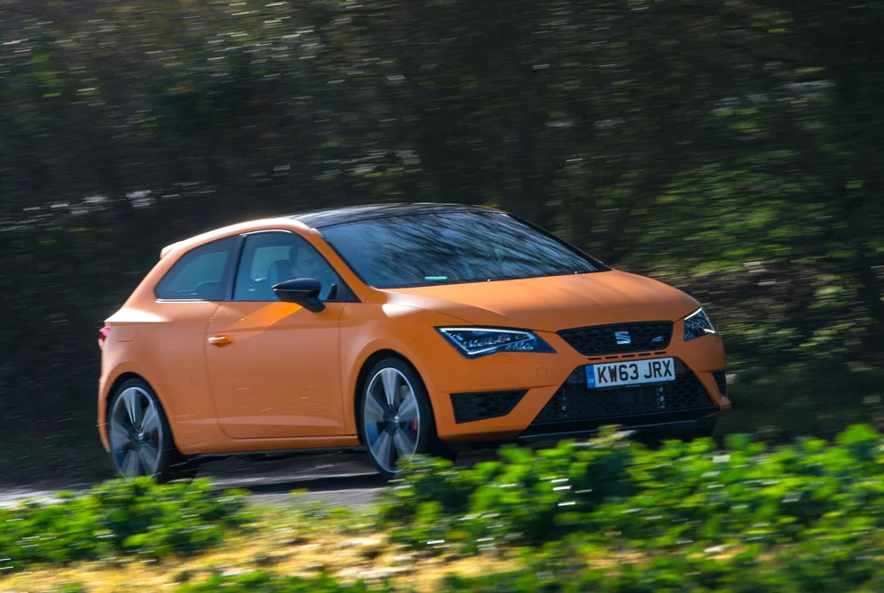 It might be souped up compared with the family sedan on which it is based, but the Leon Cupra is still a car that will happily troll to the supermarket and take the kids to school, yet it averaged 96 mph around the same Green Hell Jackie Stewart spoke of so reverently, topping 150 mph through the Tiergarten section.
