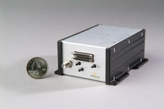 The GoldenEye 80 utilizes Athena’s GuideStar 111m miniaturized flight control and navigation system that weighs 0.5 lbs. and is about the same size as a cell phone.
