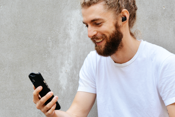 The SoundFlow earbuds are designed to stay in the ear, with a twist-and-lock system