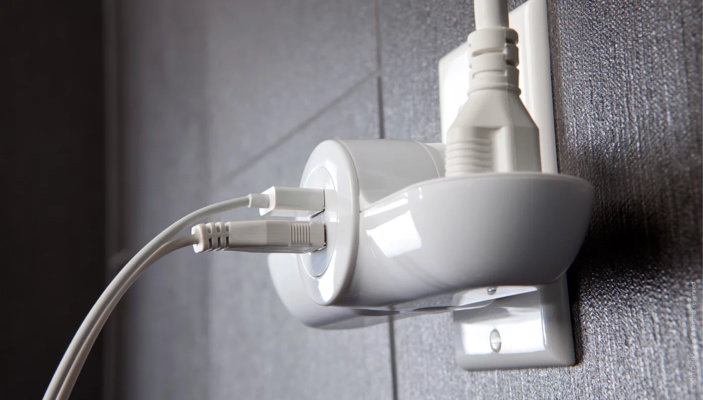 The Pivot Power Mini is a collapsible adapter that transforms one electrical socket into two power and two USB outlets