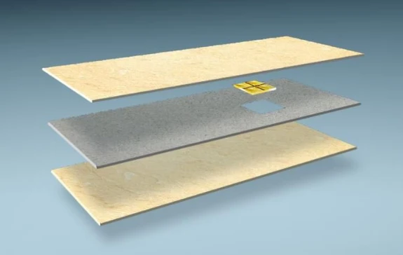The design team at intelliPaper has patented technology that allows electronic components to be layered into a regular sheet of paper with USB contact points exposed