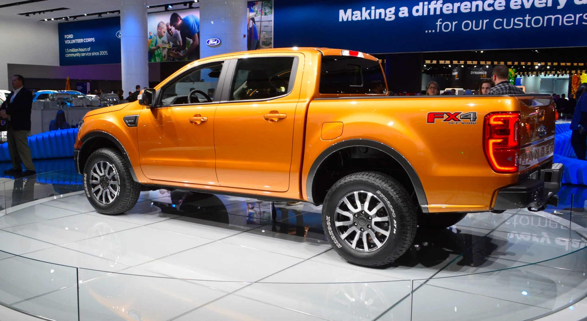 The Ranger on show here features the FX4 Off-Road Package, which includes a variety of upgrades, like skid plates and off-road driver assistance systems