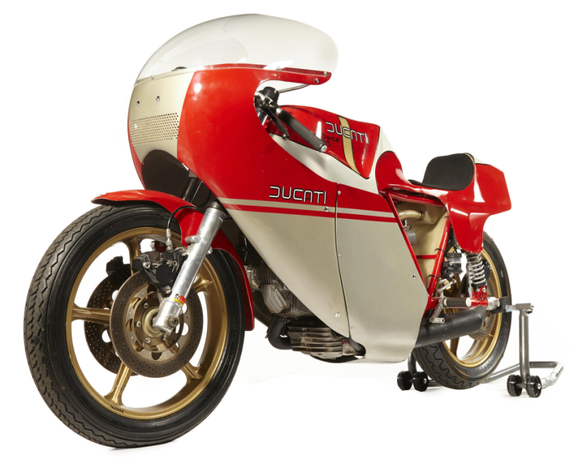 One of the small batch of 25 homologation Ducati 900s built by NCR for the Formula 1 class of the 1978 Formula TT World Championships. Mike Hailwood rode one of this batch to his now-legendary comeback win at the Isle of Man in 1978. That small batch of machines enabled Ducati to take the first of its now 30 plus world titles and Hailwood his last. In early 2014, one of this batch was sold by the world's foremost rare motorcycle auctioneers (Bonhams) for $175,500.