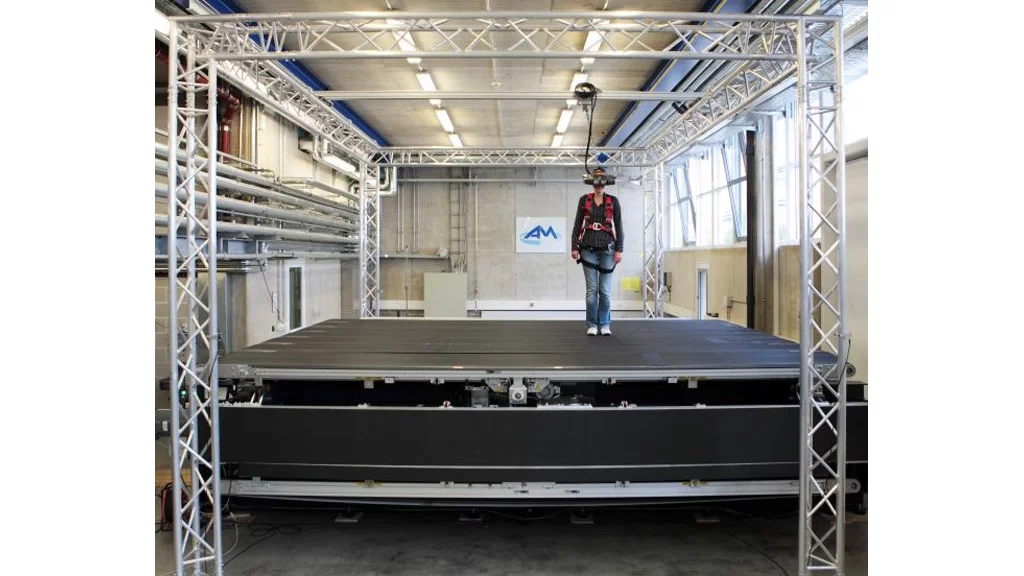 The CyberWalk omni-directional treadmill is like a conveyor belt of conveyor belts