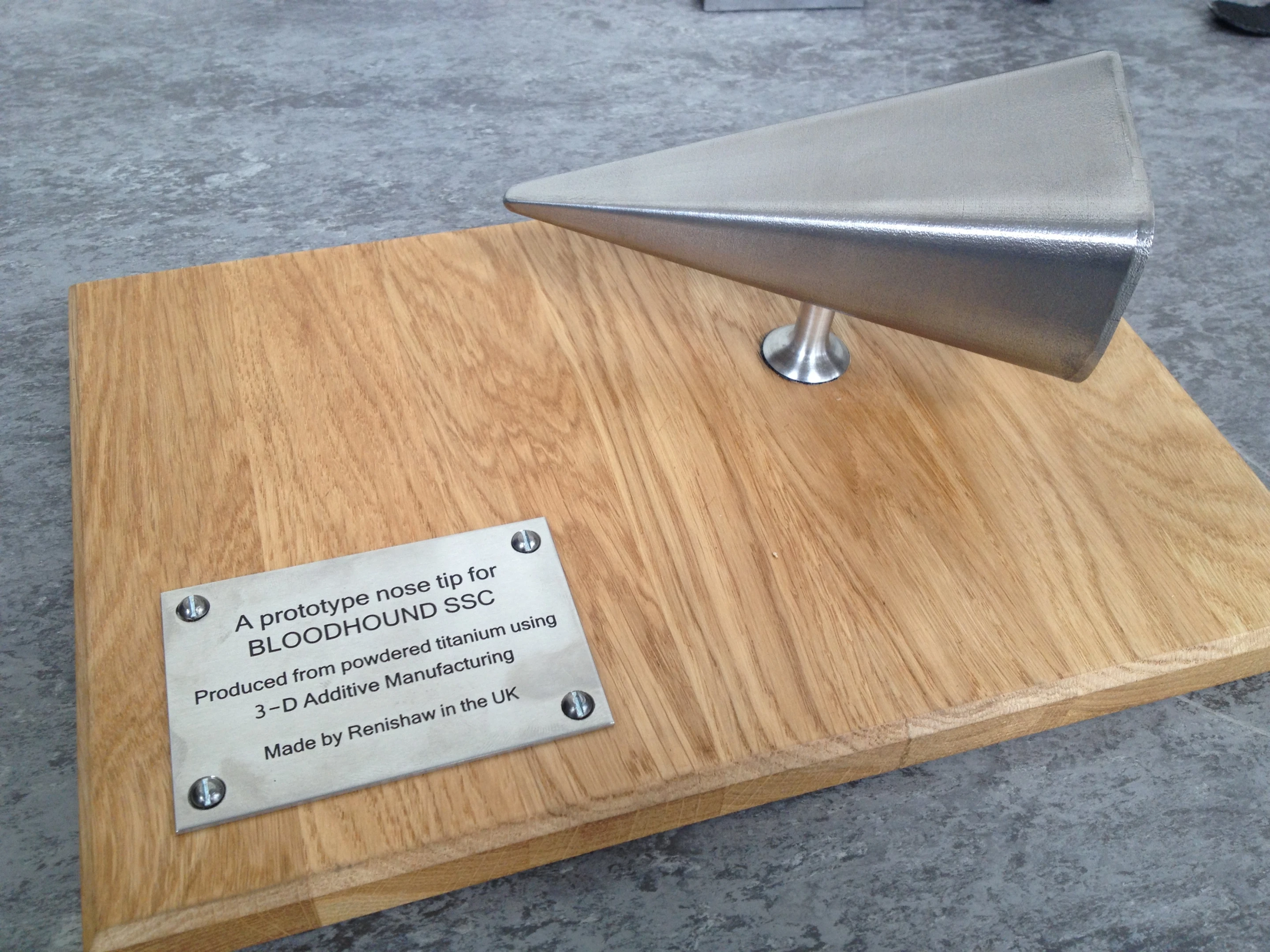 The prototype nose tip was printed from powdered titanium
