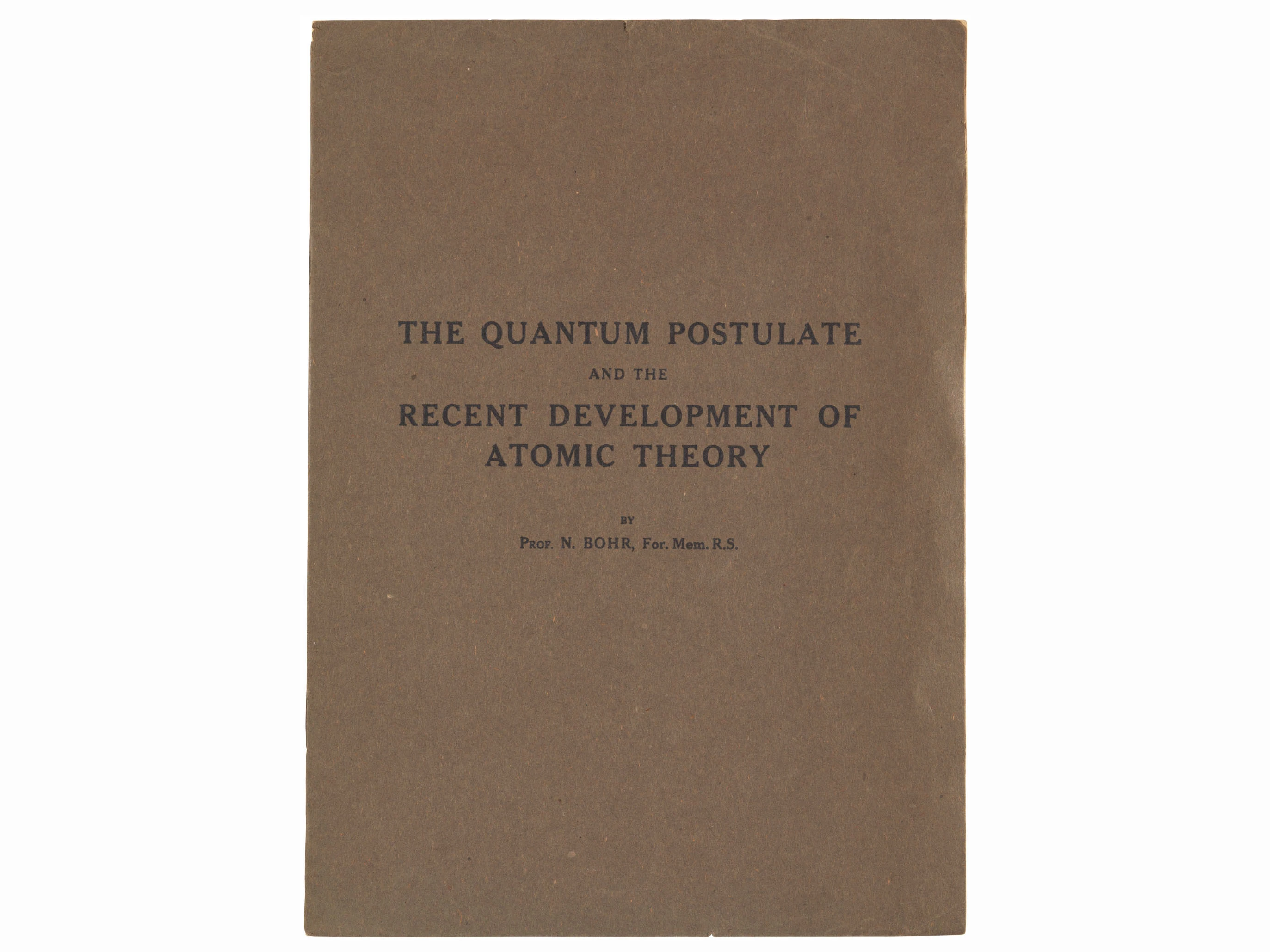 The complementarity principle Niels Bohr. 14 April 1928 | Sold for: $10,253 (£8,125) by Christie's on July 16, 2020