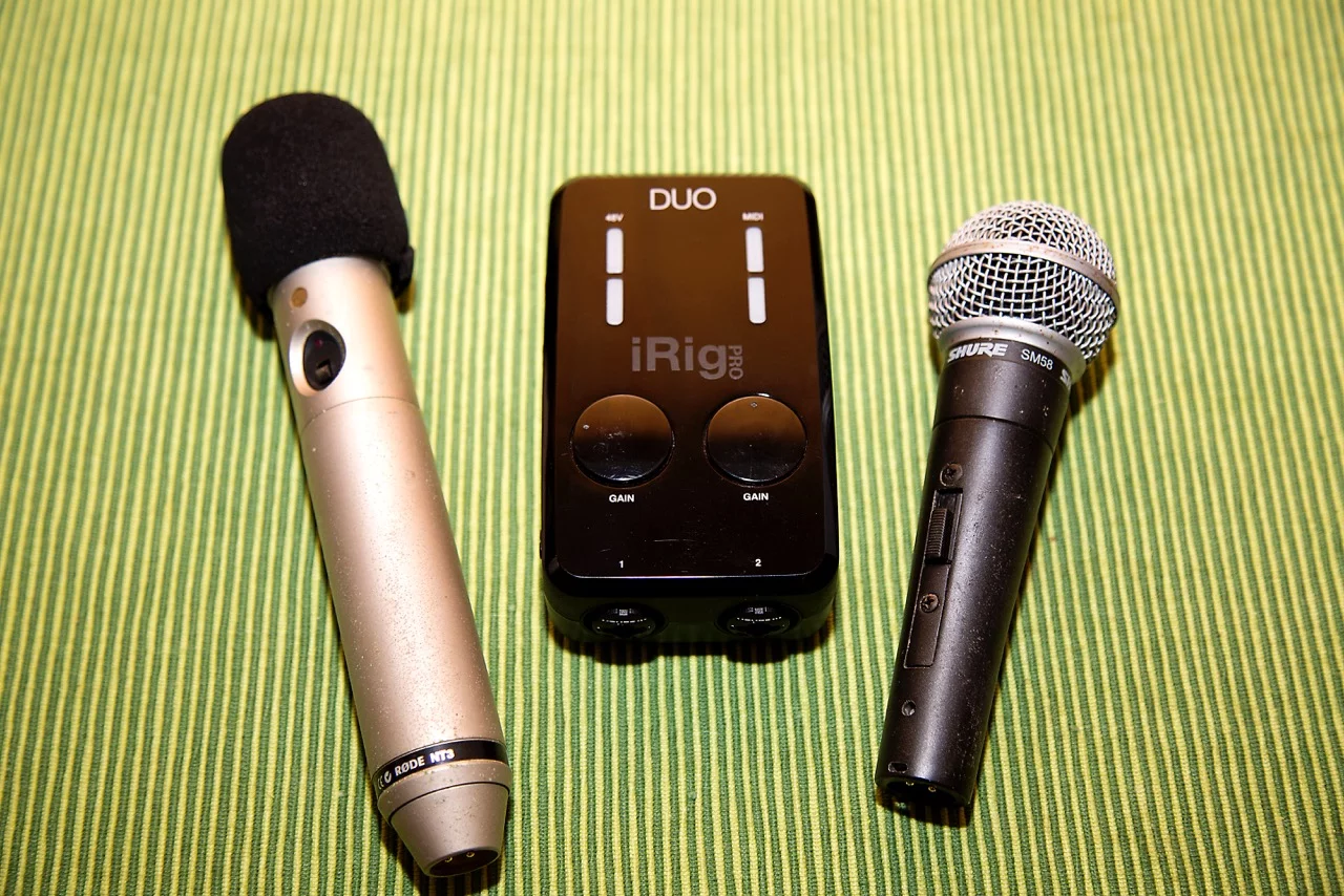 The Rode NT3 (left) produced stunning, clean and crystal clear recordings, and took advantage of the iRig Pro Duo's inbuilt 48 V phantom power
