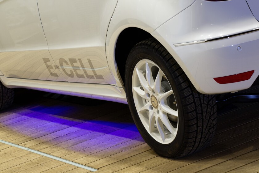 The modified Mercedes-Benz A-Class E-CELL with inductive charging technology