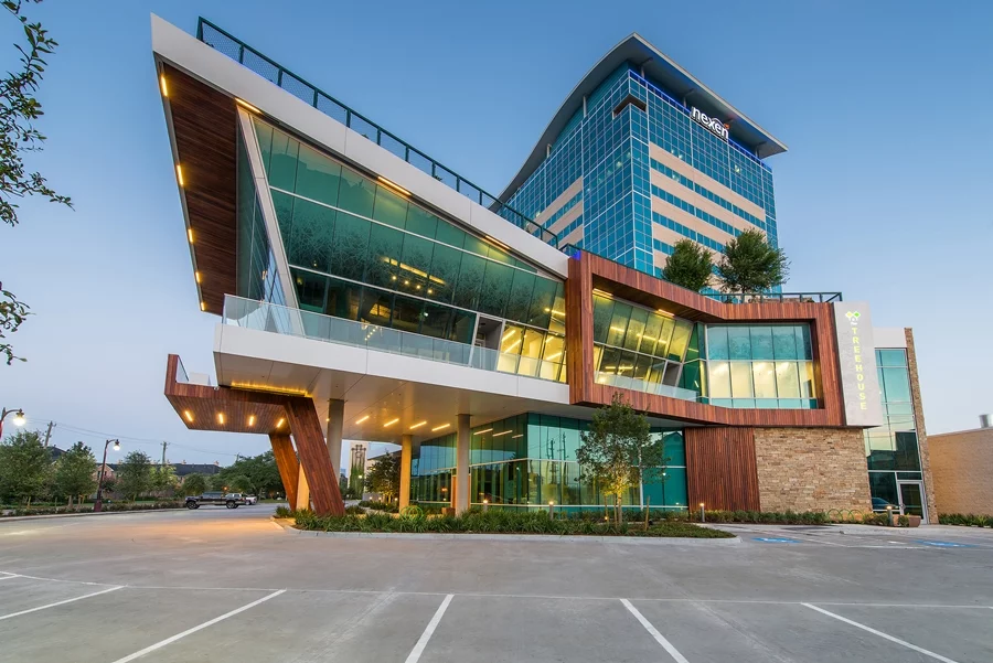 The Treehouse is a high-tech and green office building in Houston's Memorial City, US