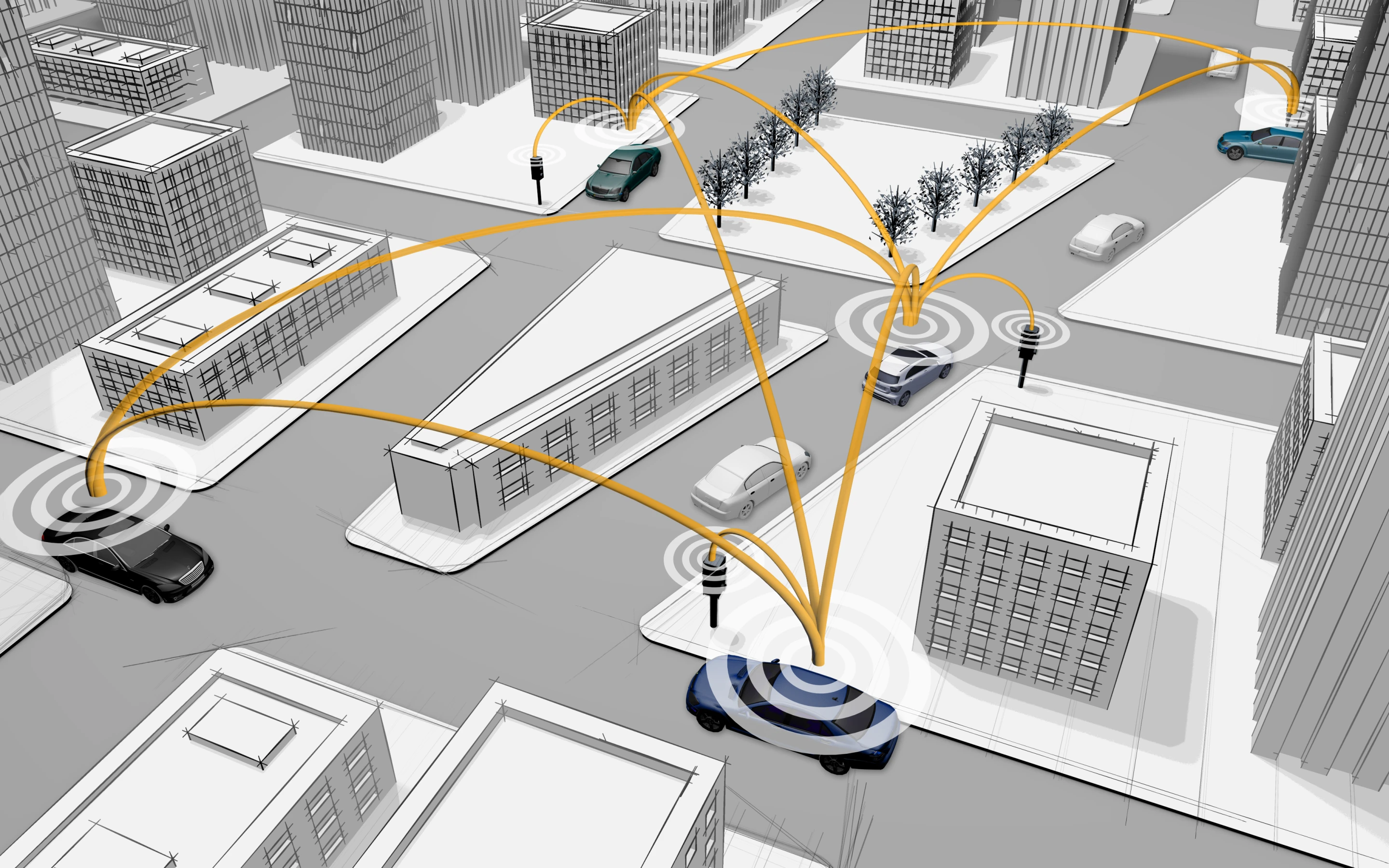Daimler's C2X system sees vehicles and traffic infrastructure network linked so they can communicate with each other (Image: Daimler)