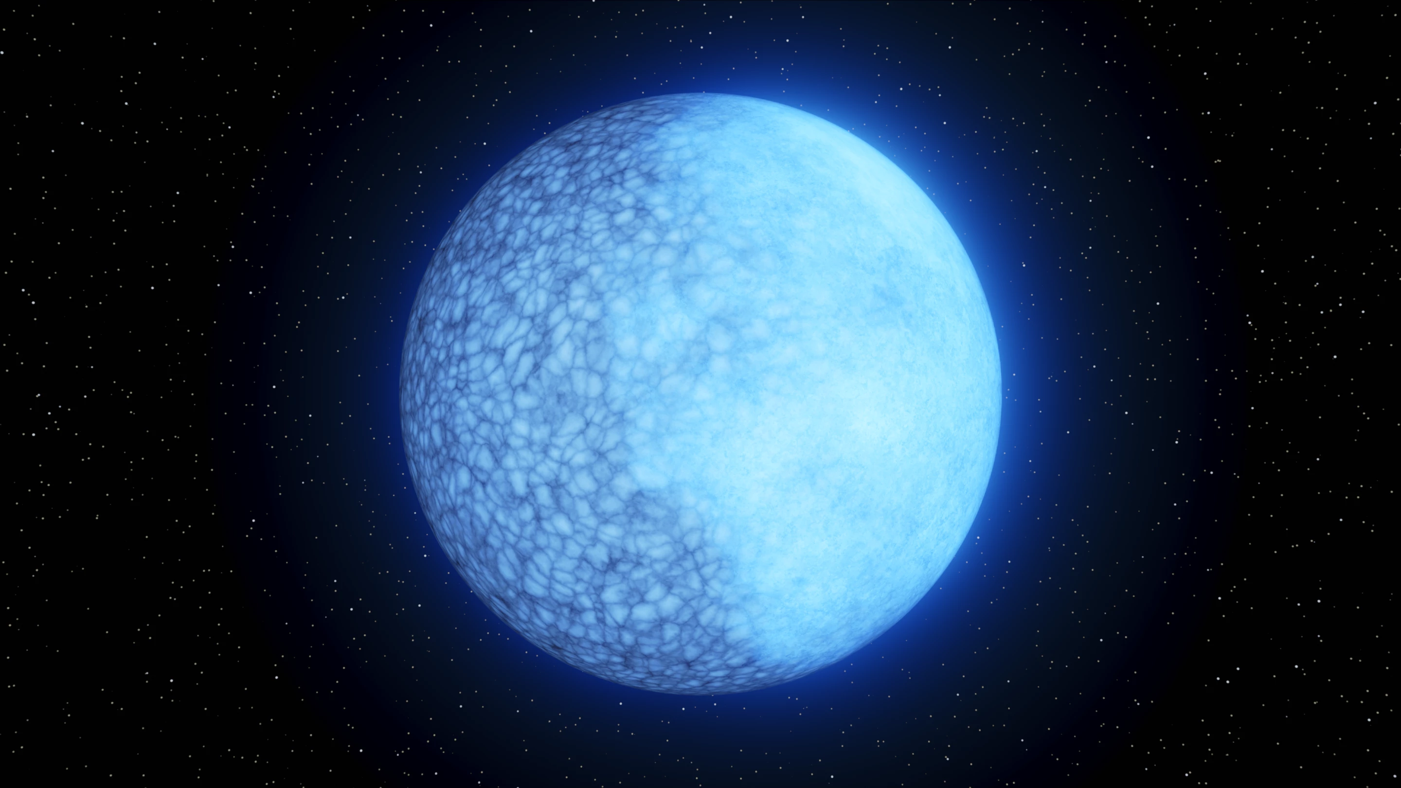 An artist's impression of Janus, a strange white dwarf star with two distinct faces – one composed mostly of helium and the other hydrogen