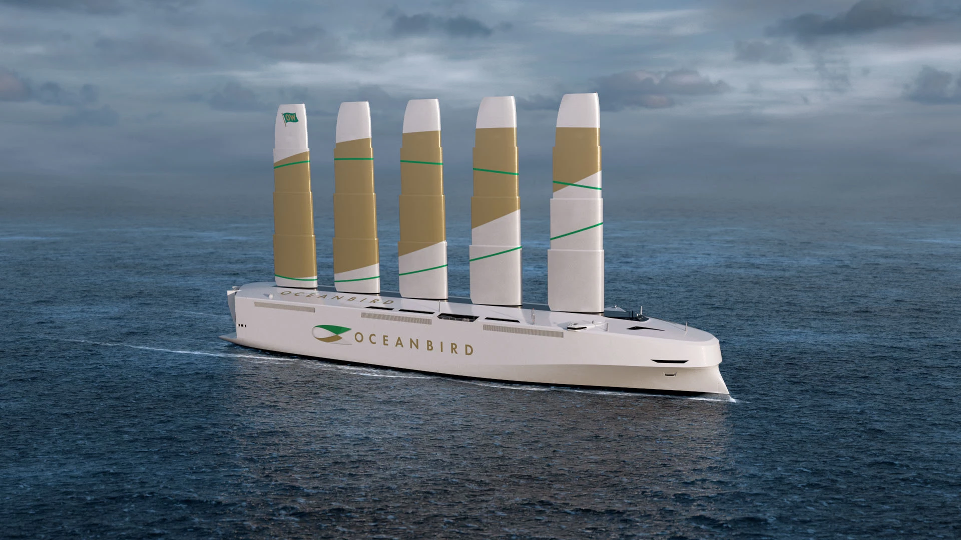 The Oceanbird's giant wing sails can retract to a quarter of their length for overhead clearance or safety in storms