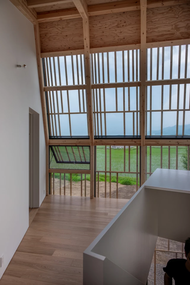 House W's central glazed area has louvers to control the amount of sunlight that enters