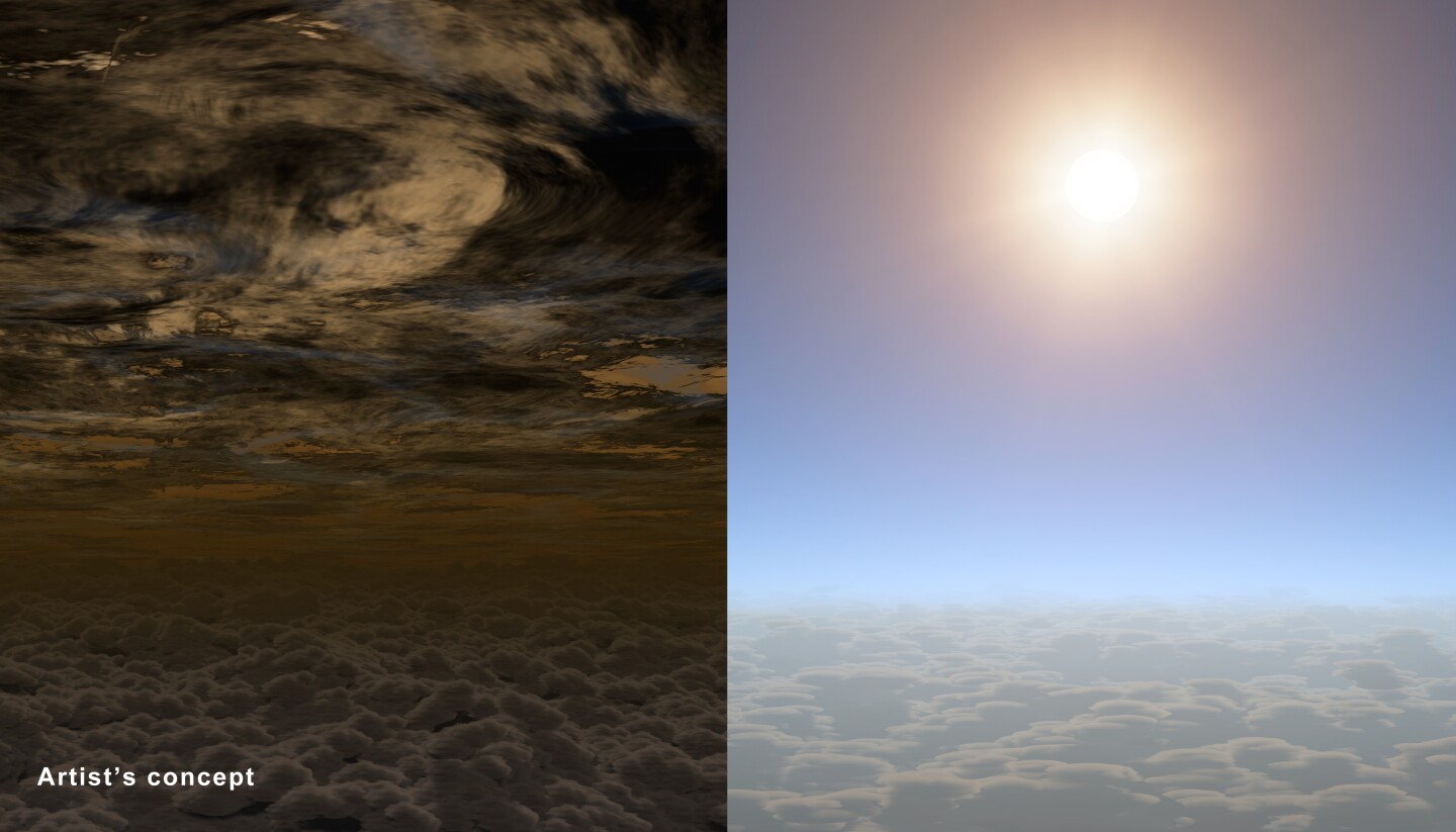 Artist's concept comparing the atmosphere of exoplanet HAT-P-11b (right) and how other exoplanets seen until now may look (left) (Image: NASA/JPL-Caltech)