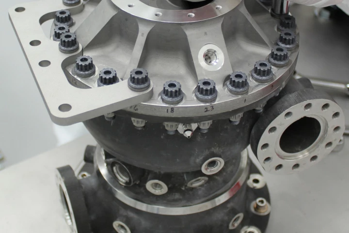 This rocket engine fuel pump has hundreds of parts including a turbine that spins at over 90,000 rpm