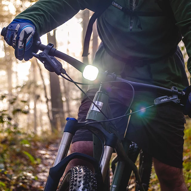 The HeadSpin on its headlight mount