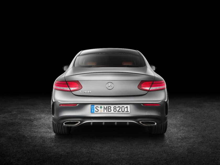 The C-Class Coupe's rear end draws heavily on design cues introduced on the S-Class