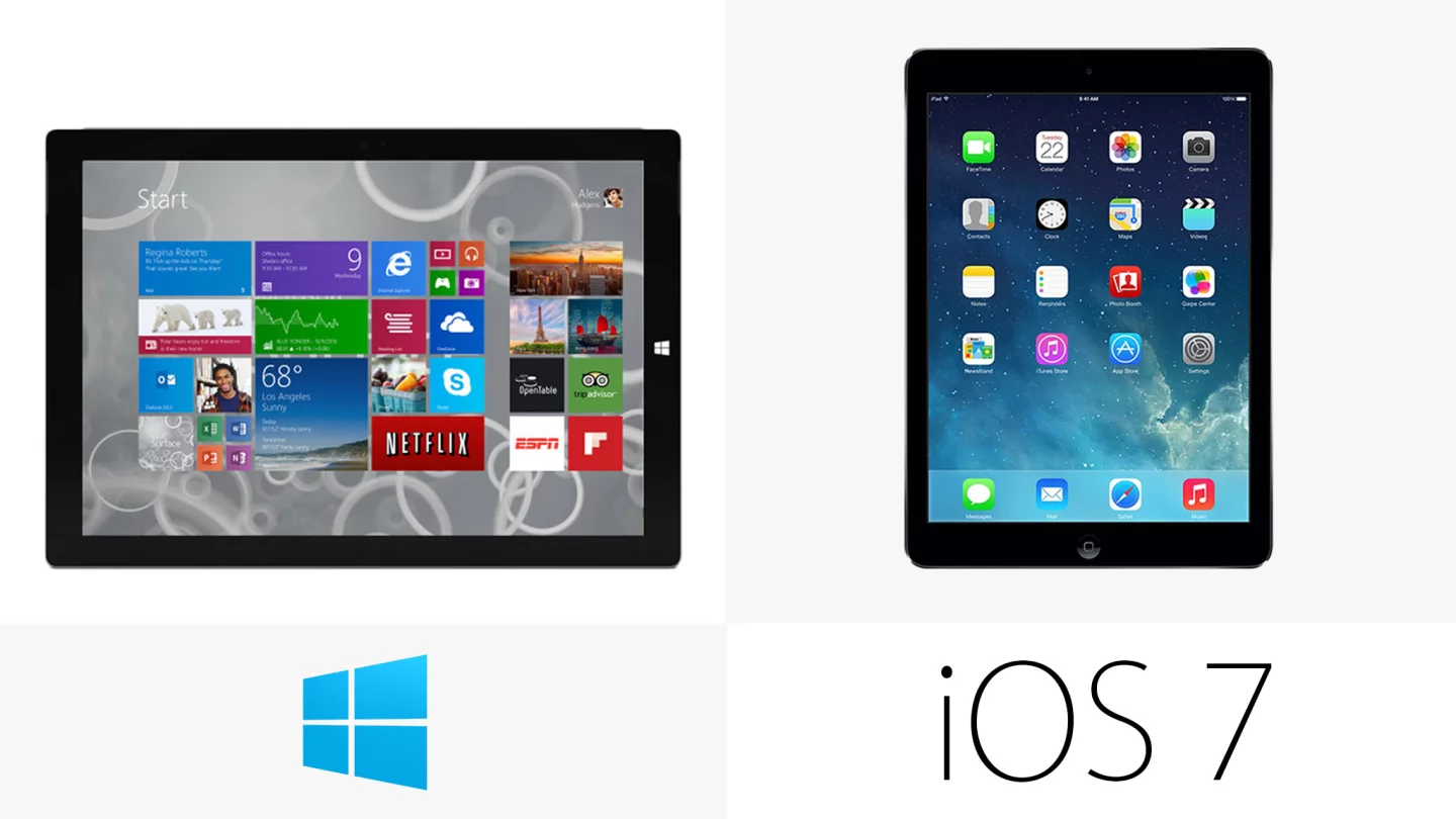 It's Windows 8.1 Pro vs. iOS 7