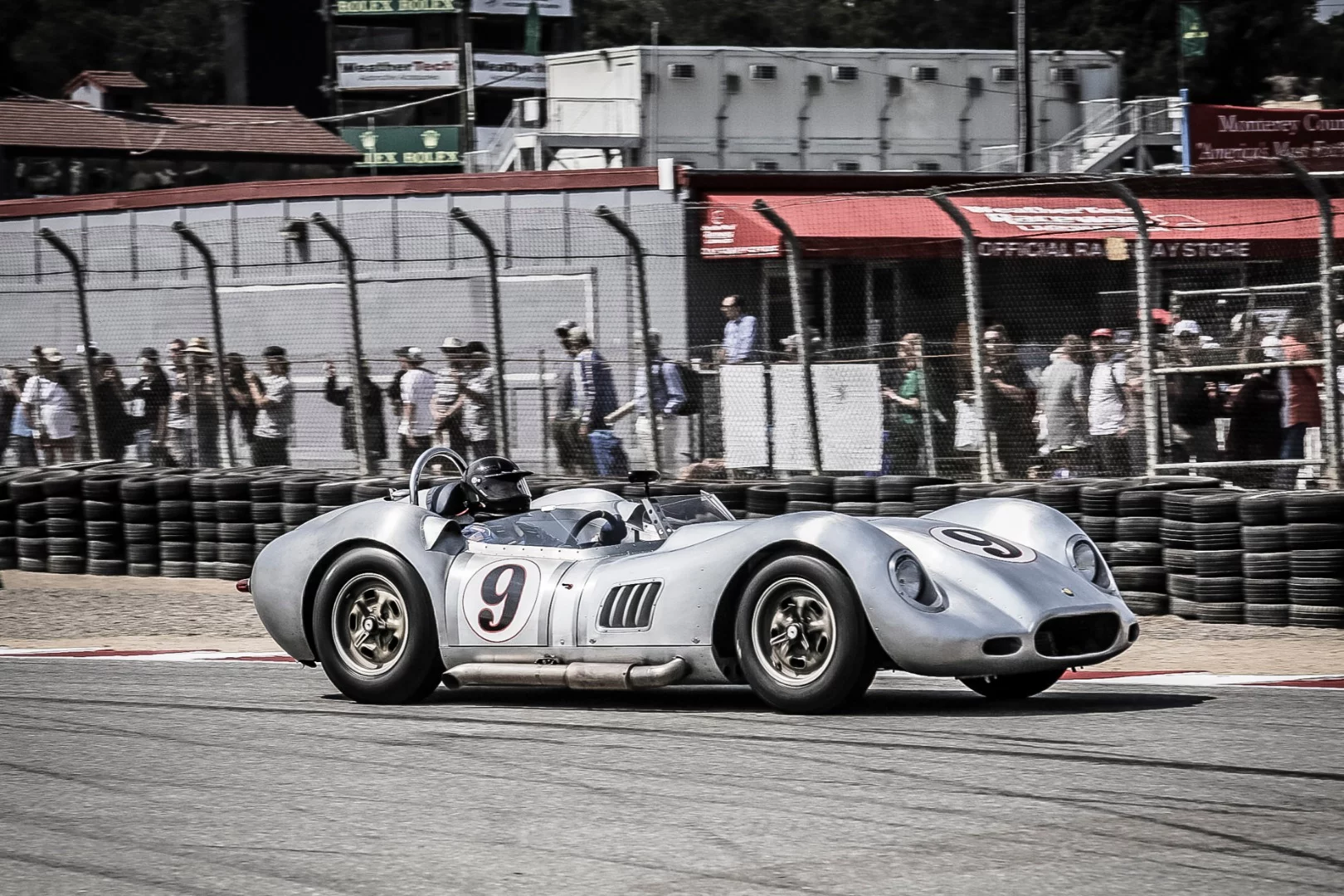 A haunchy1958 Lister Knobbly accelerates out of a turn