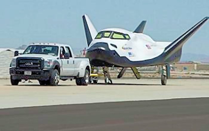 The Dream Chaser Engineering Test Article being towed during taxi maneuvering tests (Photo: Sierra Nevada)