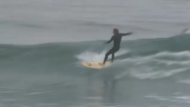 The computer-equipped surfboard in action