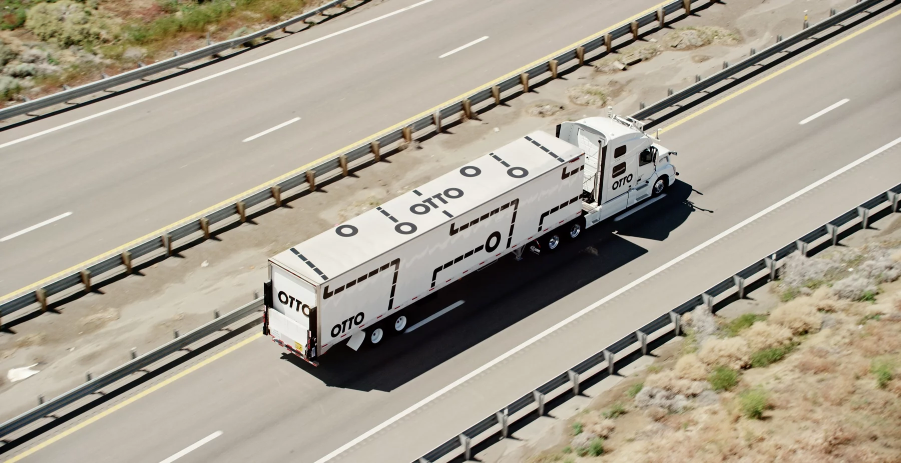 The self-driving kit is designed to be retrofitted on normal, manually driven trucks