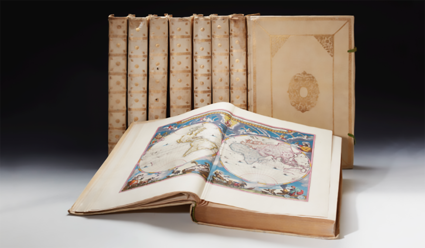 One of several Blaeu atlases on this list, and one of the many remarkable achievements of a father and son who contributed so much to our understanding of the world. Both Dutch cartographers, atlas and globe makers and publishers, Johannes Blaeu (1596 – 1673) was the son of cartographer Willem Blaeu (1570 - 1630). The Atlas Major was published between 1662 and 1672, in Latin (11 volumes), French (12 volumes), Dutch (9 volumes), German (10 volumes) and Spanish (10 volumes), containing 594 maps and around 3,000 pages of text. The Dutch version was named the Grooten Atlas. It was the largest and most expensive book published in the 17th century and Sothebys sold this copy for $338,788 (£272,750) on November 15, 2016
