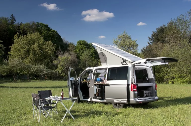 The SpaceCamper TH5 adds a Porsche powertrain to the pictured SpaceCamper Open