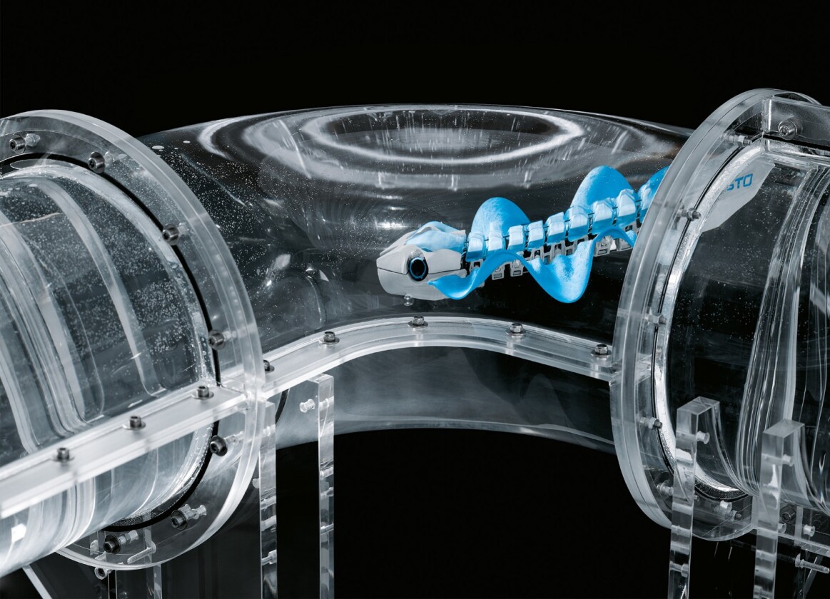 BionicFinWaves utilizes a pressure sensor that allows it to gauge its depth within the water, along with ultrasound sensors that it uses to measure how close it is to the walls