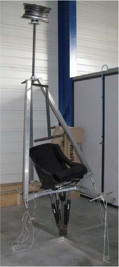 This test seat arrangement allowed Pascal Chretien to acclimatise to the 'backwards' control setup of his prototype electric helicopter.