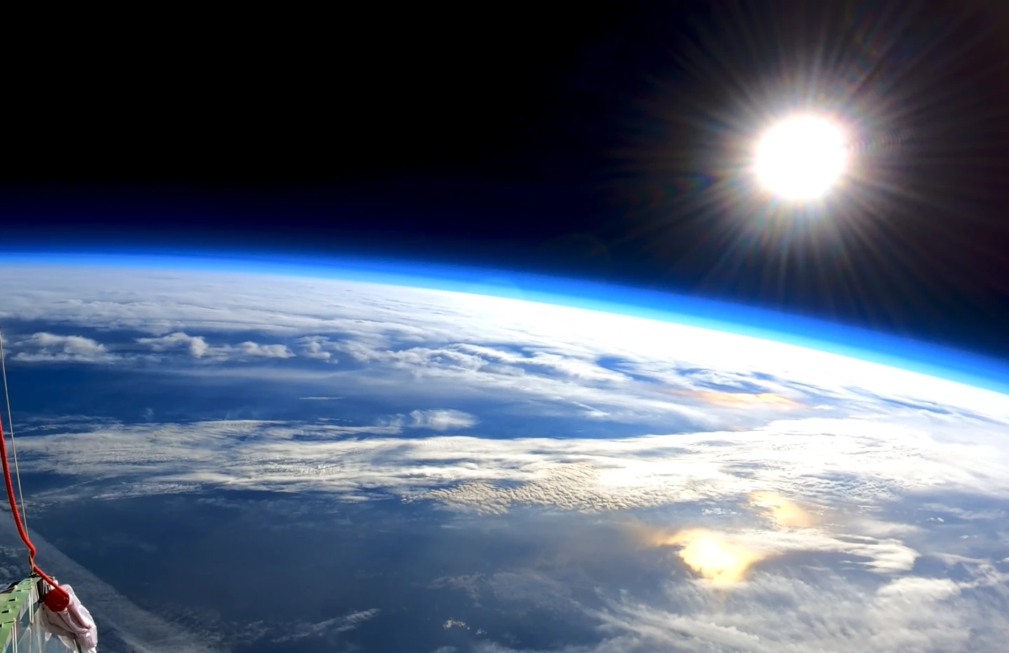 An image taken at 100,000 feet by Space Perspective's Neptune One unmanned test aircraft
