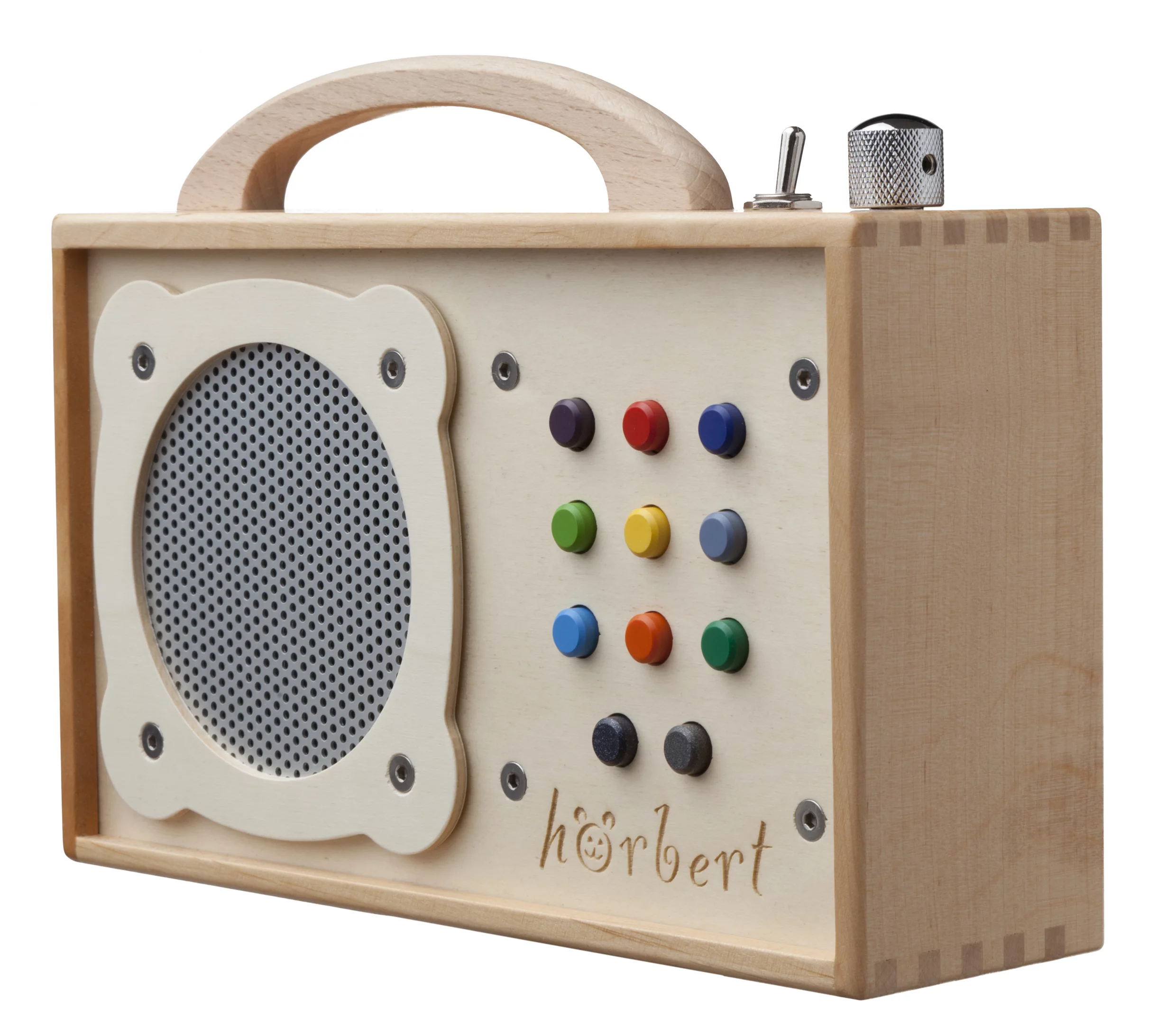 hörbert is is a fully functional MP3 player which can be used to store your little one's music, and is designed for them to operate