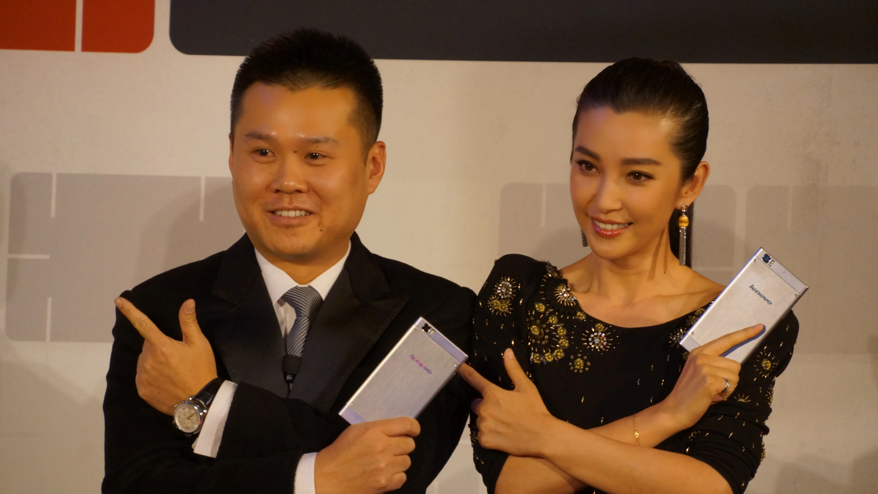 Lenovo's new flagship IdeaPhone K900 smartphone being introduced at the CES Press Conference