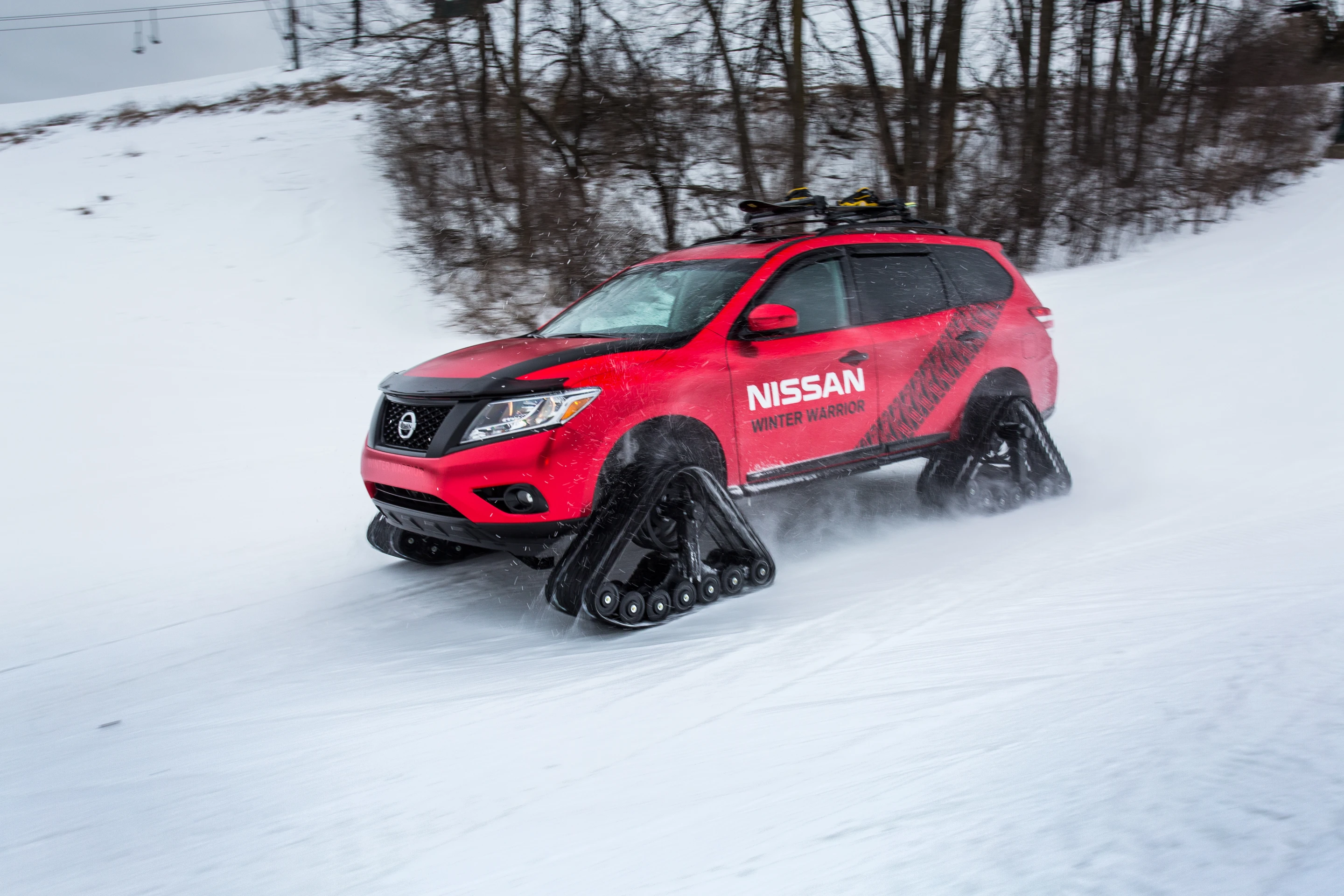 The Nissan Pathfinder Winter Warrior leaves its footprints
