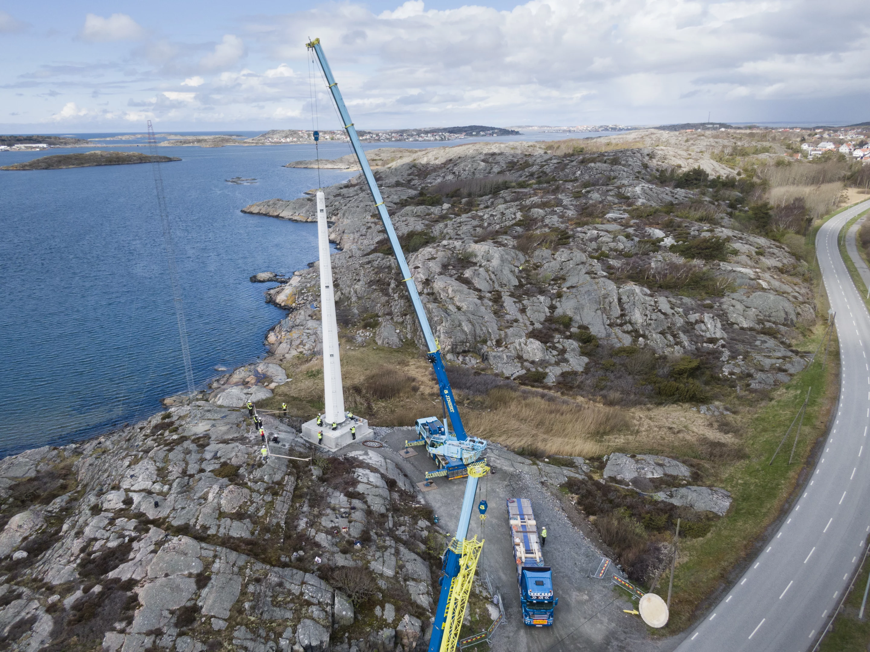 Sweden's first wooden wind power tower, standing 30 m high, has been erected outside Gothenburg