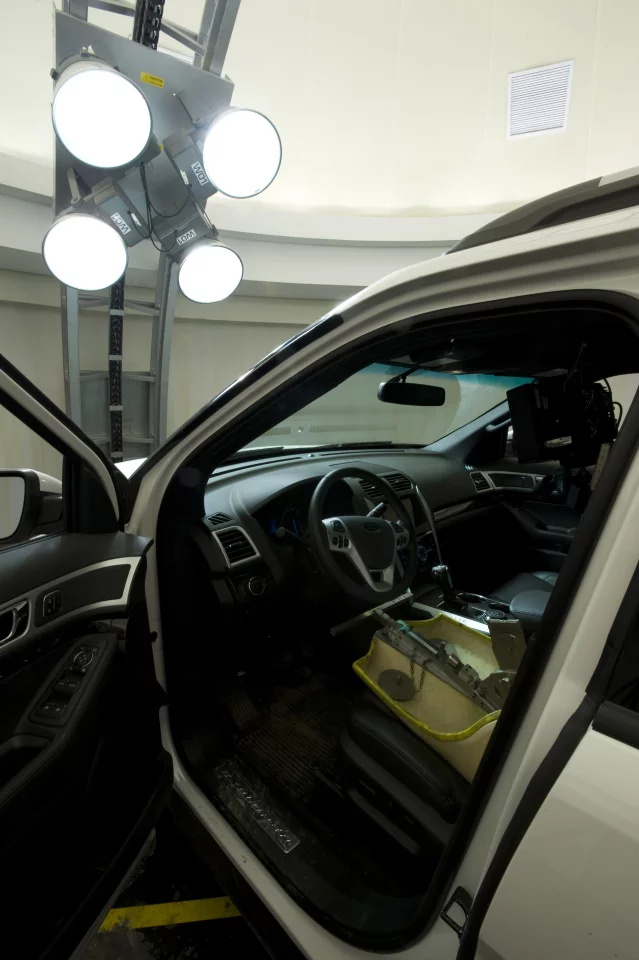 Engineers at the Ford Motor Company use their Visual Performance Evaluation Lab to determine what the insides of their vehicles will look like at any time of day