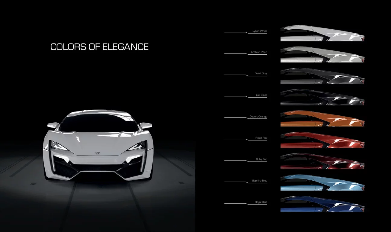 Color options of te Lykan Hypersport