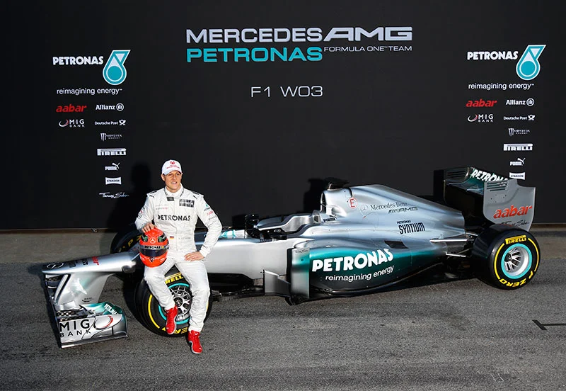Michael Schumacher and the 2012 Mercedes AMG Petronas F1 car