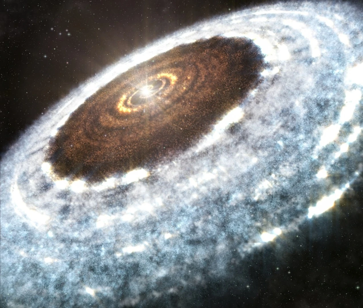 An artist's impression of what the water snow line would look like
